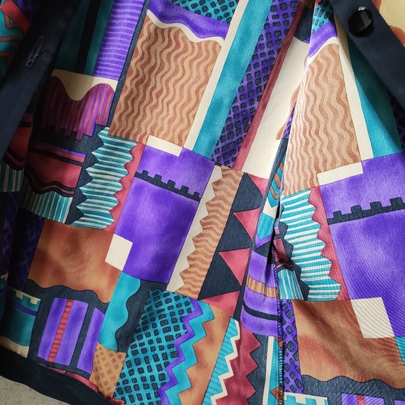 Vintage Caron Chicago Abstract Blouse Long sleeves Aztec Size 10 USA Clean - Picture 8 of 10